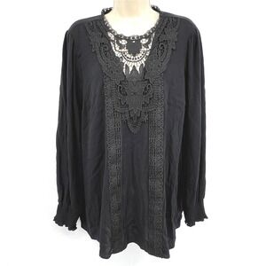 Torrid Womens Top 1X NWOT Black Lace Office Dark Victorian Romantic Boho Crochet